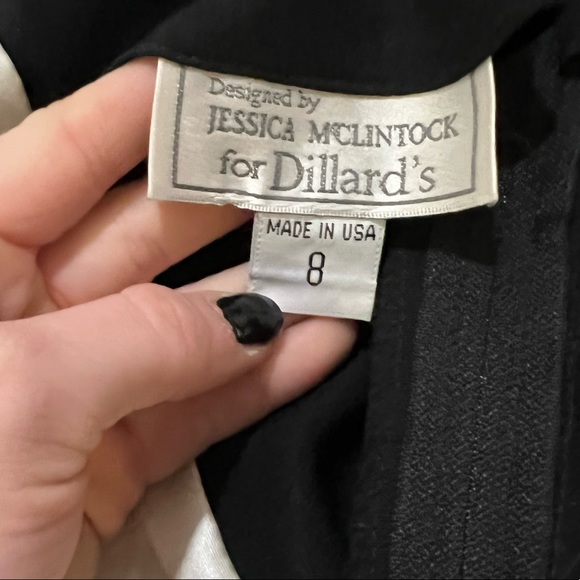 Vintage Jessica McClintock Evening Gown Black and White Lace - Picture 13 of 13